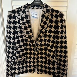 Armani Collezioni Houndstooth Black and Cream Blazer